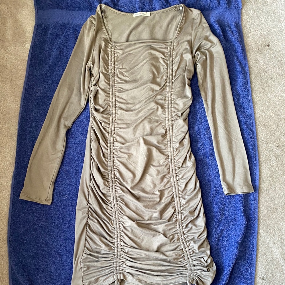 Dark Tan scrunched dress